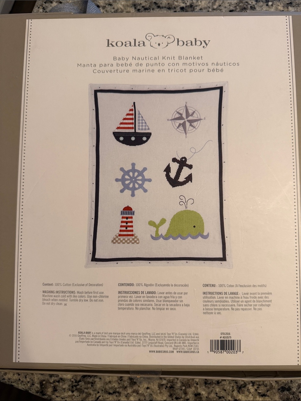 Koala Kids Nautical Knit Baby Blanket - White, Navy, Green, Red